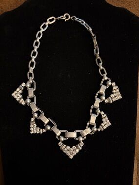 Stella & Dot Silver-Tone Rhinestone Link Necklace